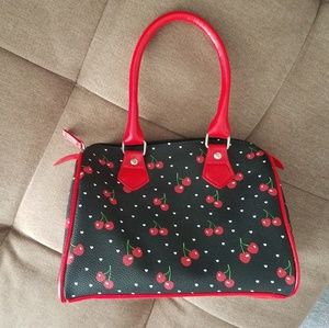 NEW Cherry Pinup Purse Bowler Style Handbag Red